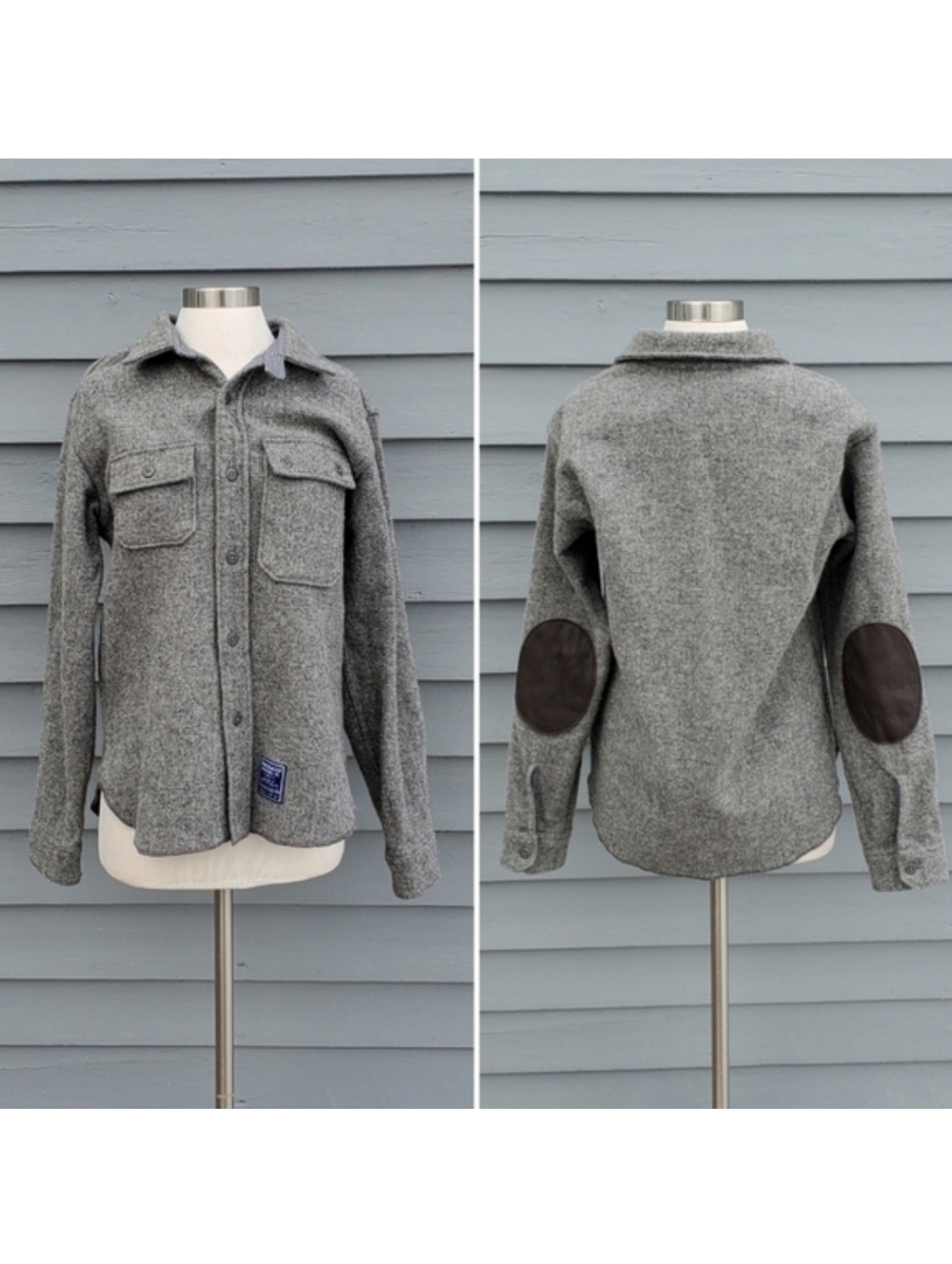 Engineered Garments Faribault Woolen Mills Gray Wool Military Blanket CPO‎ Shirt